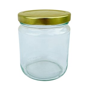 Glasburk rund 500gr 12st/kart med lock 82 mm inkl kartong