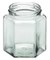 Glasburk 6-kant 500gr 16st/kart med lock 70 mm inkl kartong 1-4 kartonger